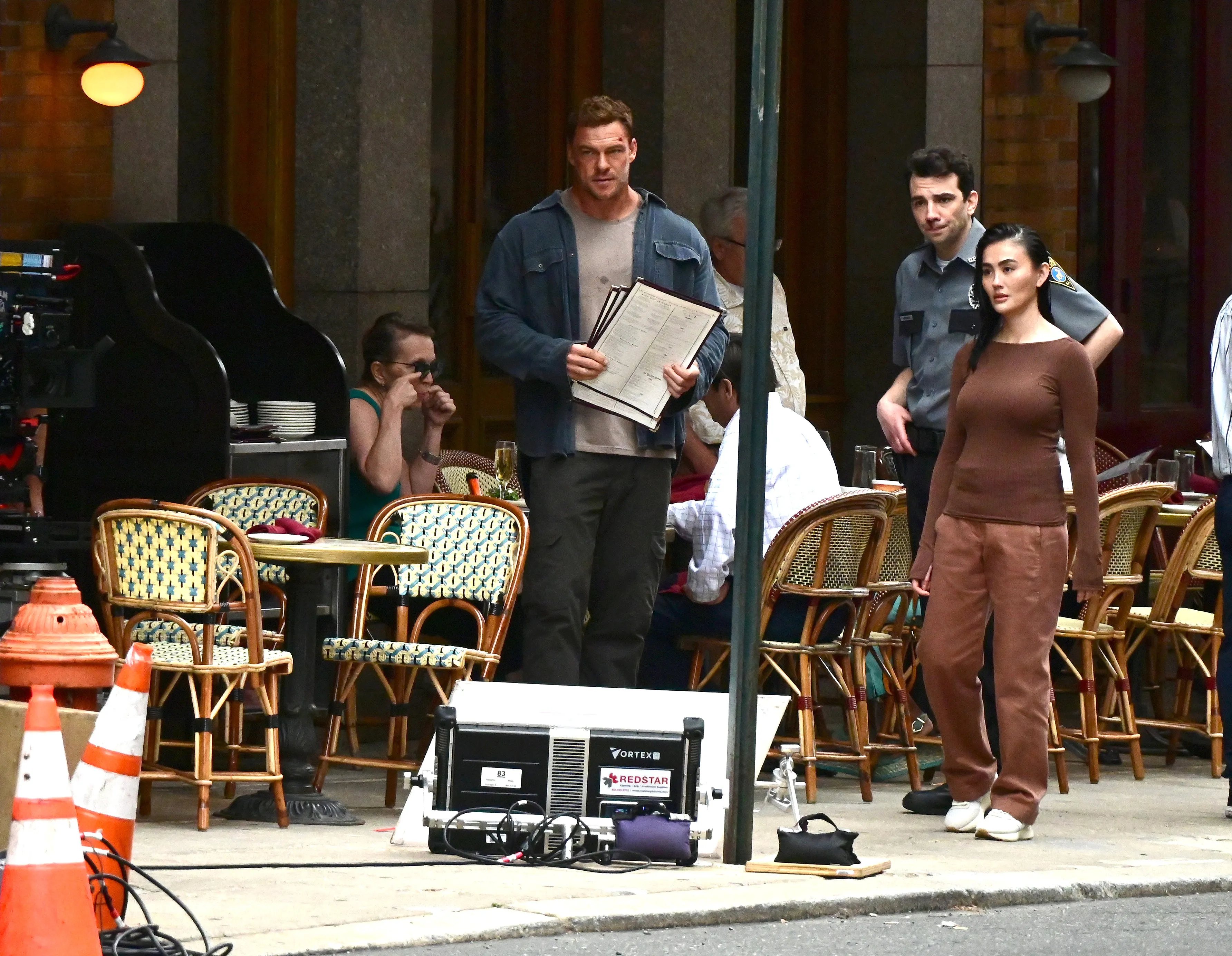 Alan Ritchson and Agnez Mo seen filming