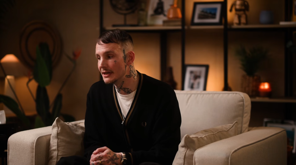 Blake Fielder-Civil, Amy Winehouse's ex-husband, being interviewed.