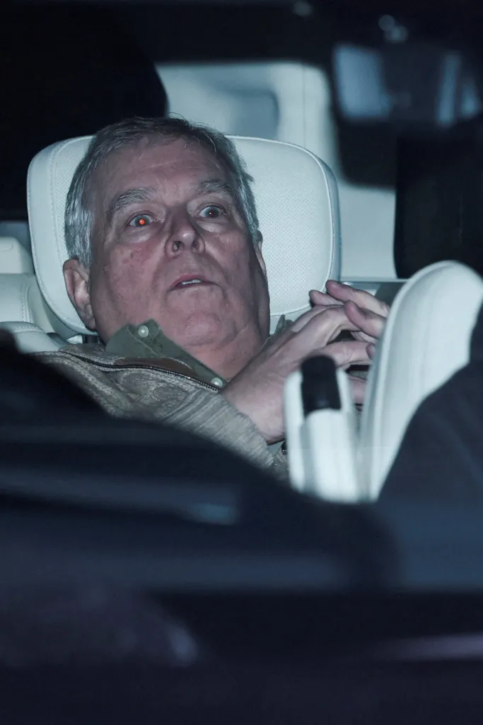 Andrew Mountbatten Windsor in a vehicle following his arrest.