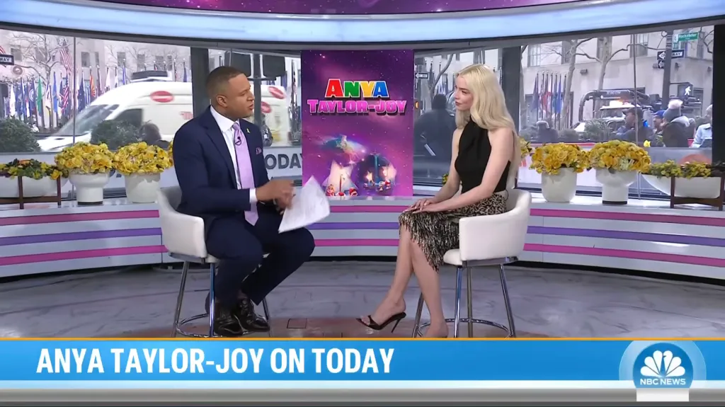 Anya Taylor-Joy being interviewed by a man on the Today show.
