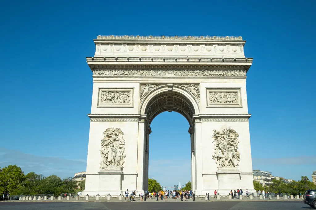 The Arc de Triomphe, commissioned by Napoleon in 1806