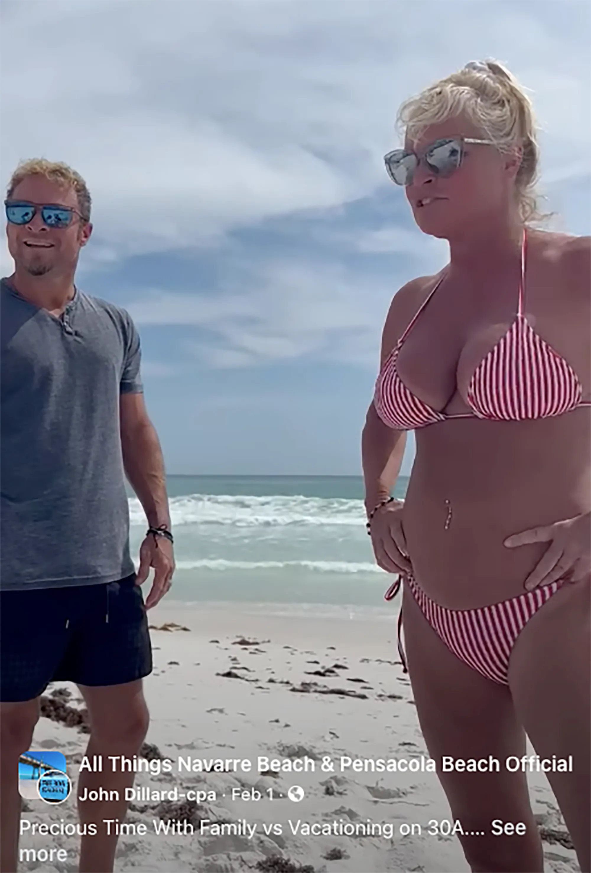 Brian Littrell and Carolyn Barrington Hill on a beach.
