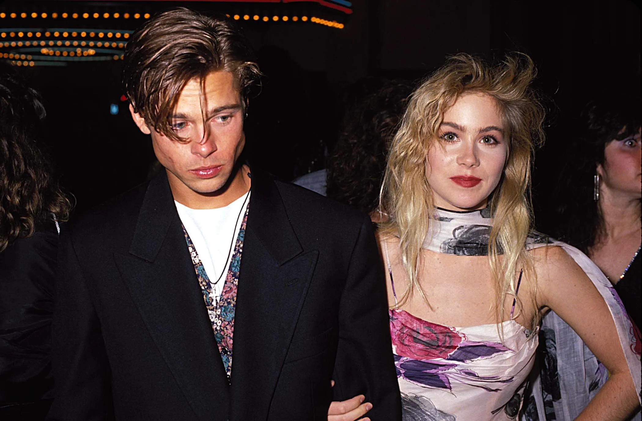 Brad Pitt and Christina Applegate attending the 1989 MTV Video Music Awards.