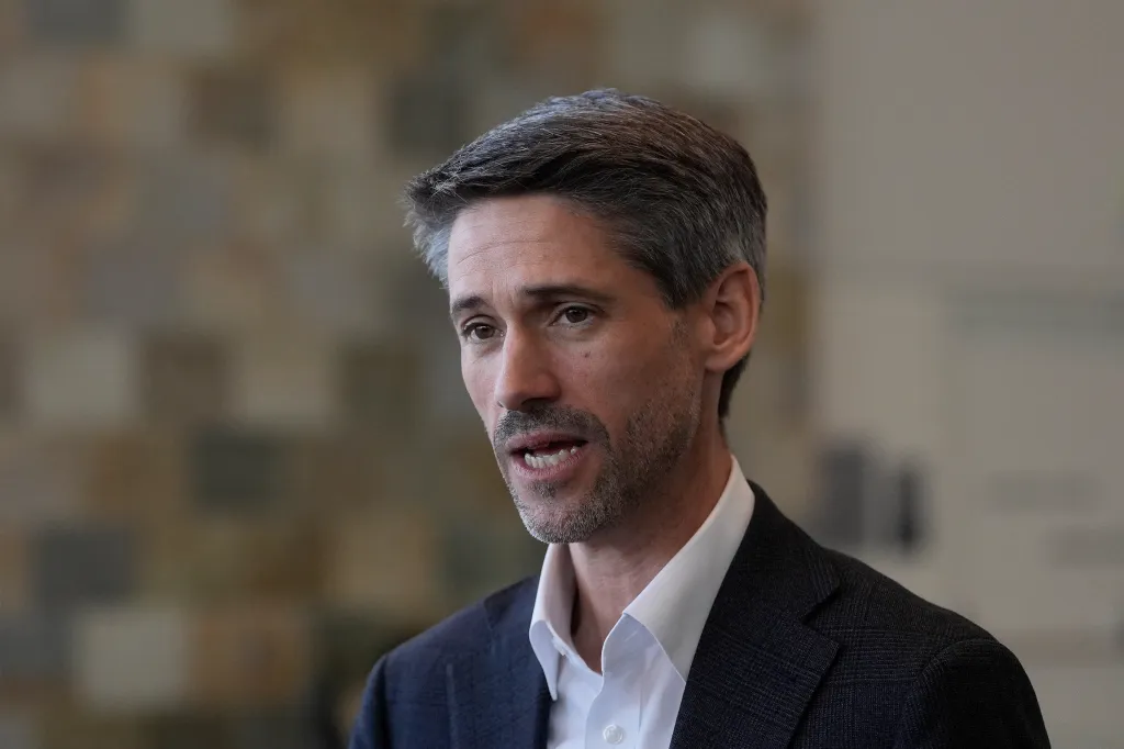 Matt Mahan, a California gubernatorial candidate, being interviewed.