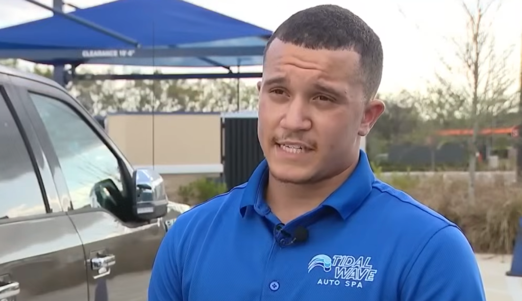 Ax-wielding suspect Bryce Thayer subdued by teen military recruit Leodan Pino in MMA takedown