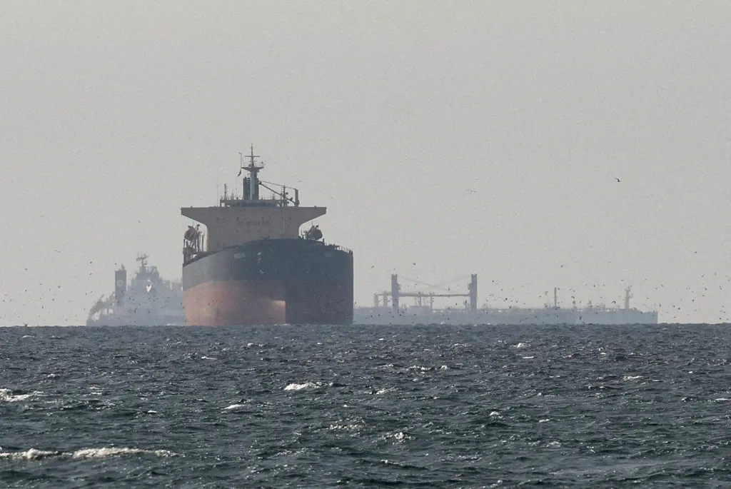 Cargo ships in the Gulf, near the Strait of Hormuz.