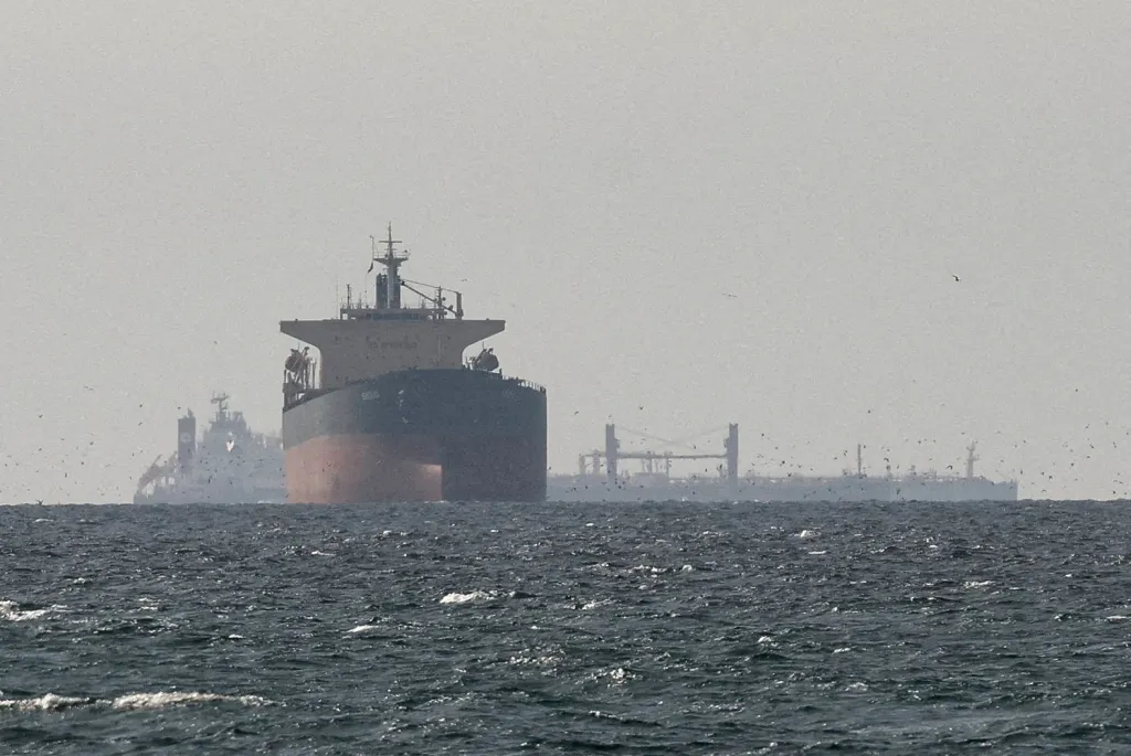 Cargo ships in the Gulf, near the Strait of Hormuz.