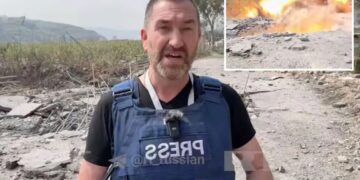 Insane moment missile blows up just feet away from reporter in Lebanon