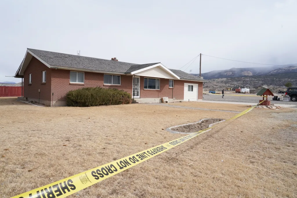 Police investigate a murder at a home in Lyman, Utah, on March 5, 2026.