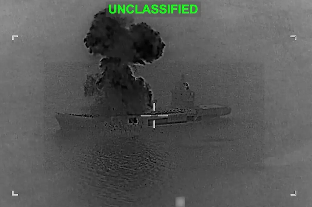 US military strikes Iranian drone carrier on ‘mission to sink entire’ navy, footage shows