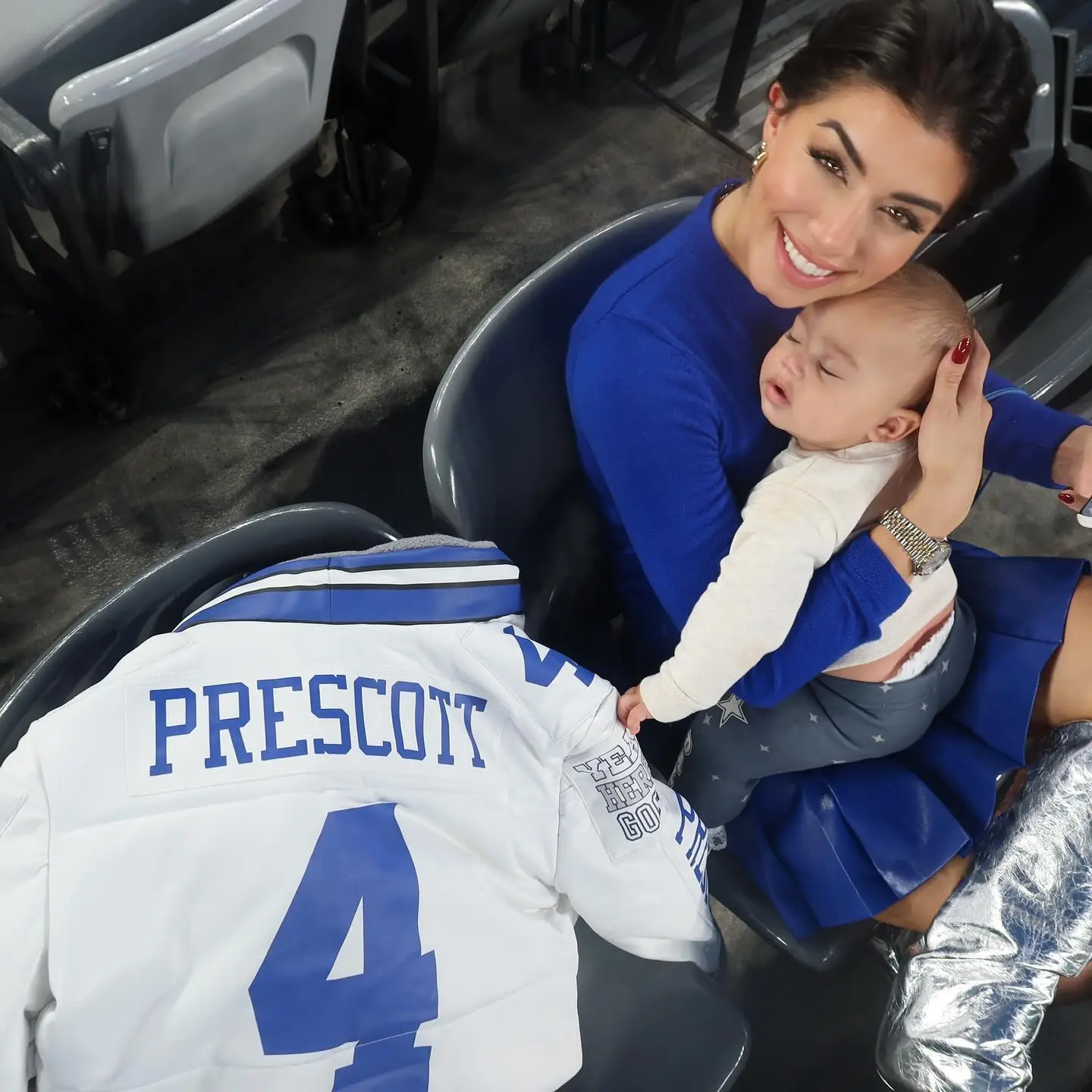 Prescott popped the question to Ramos, seen here with her daughter, in 2024.