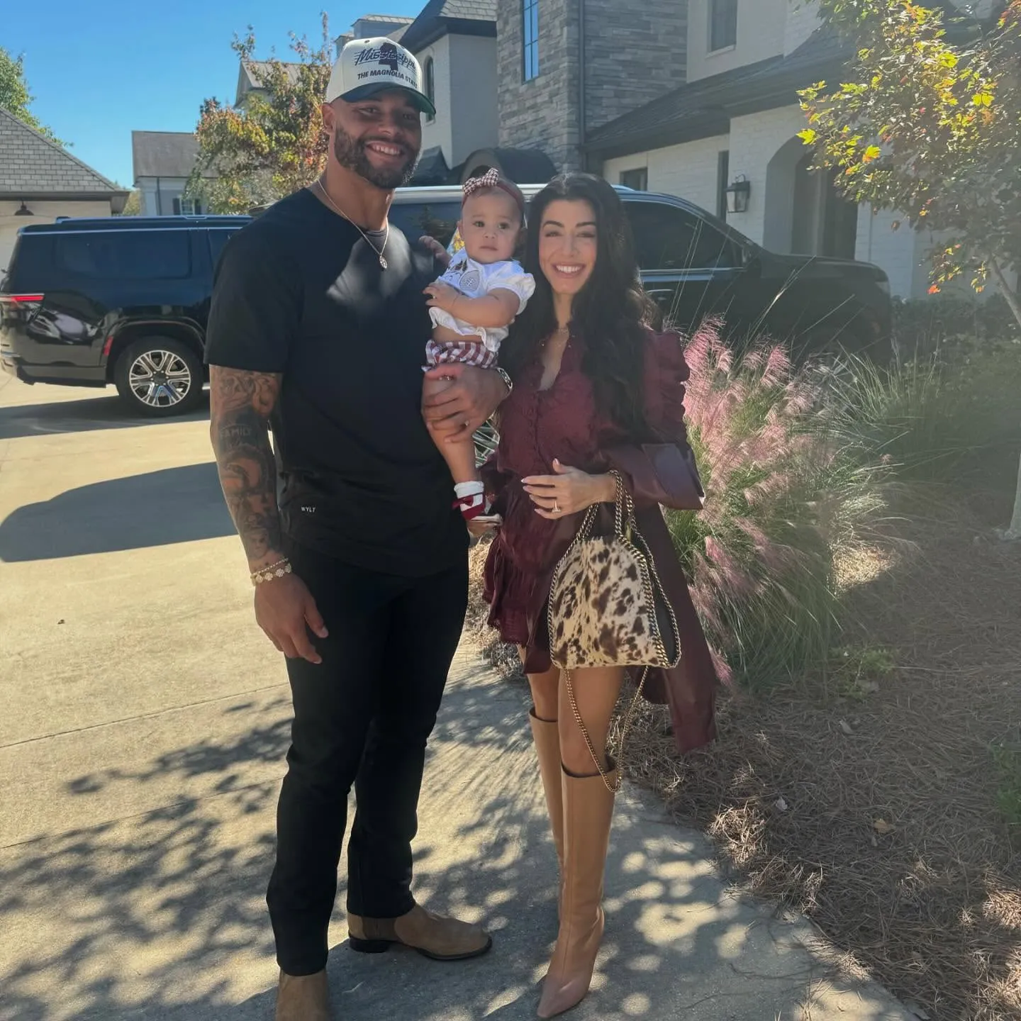 Prescott and Ramos, seen here with their daughter, were first linked in September 2023.