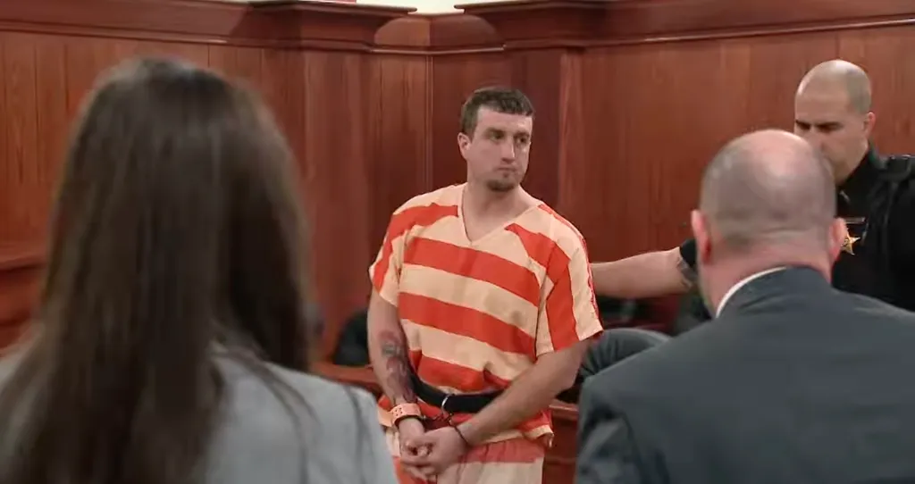 Kyle Long appears in court after he was arrested and charged with his wife's murder on March 4, 2026.