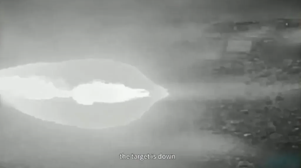 Infrared image of an explosion from an Israeli F-35 shooting down an Iranian plane.