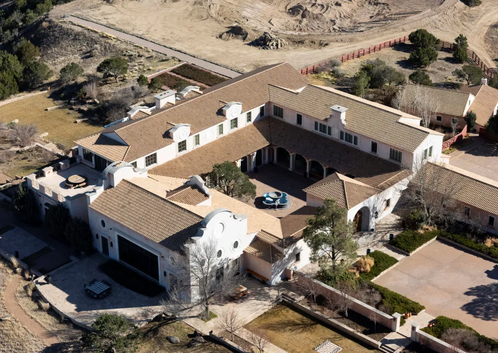 Drone view of Zorro Ranch, a property formerly owned by Jeffrey Epstein, near Stanley, New Mexico.