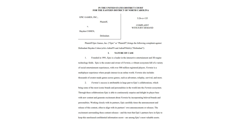Epic Games Adira Lawsuit