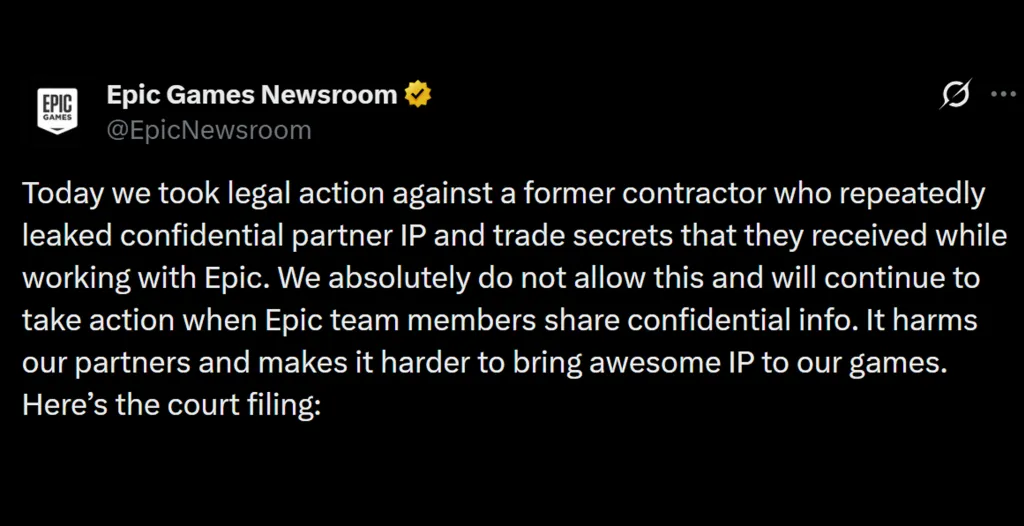 Epic Games Announces Lawsuit Against Adira