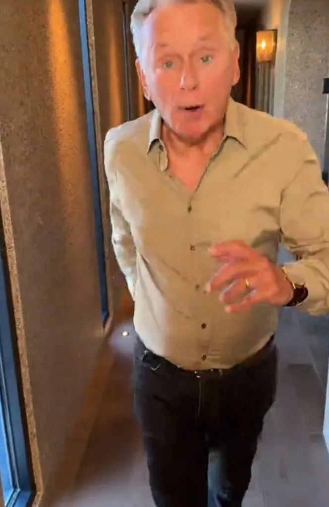 Pat Sajak, host of Wheel of Fortune, in a home video after retirement.