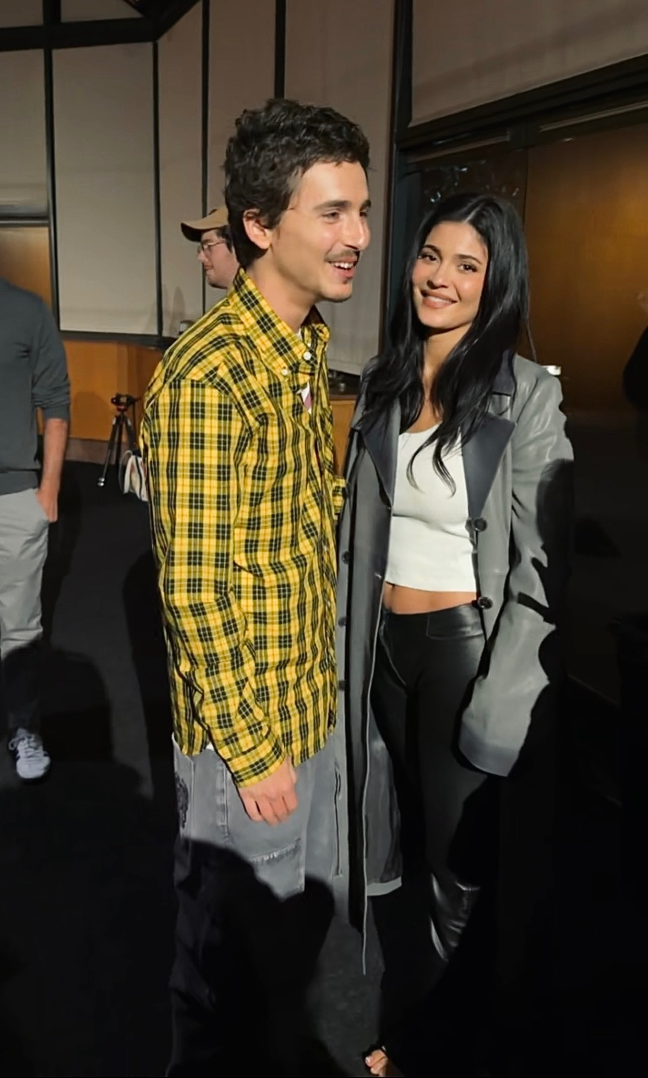 Kylie Jenner with Timothée Chalamet backstage at the