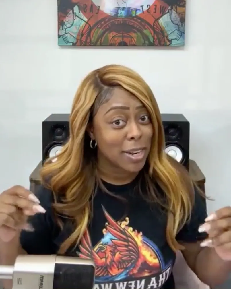 Tiffany Henyard speaks during an Facebook Live stream after qualifying to run for the Fulton County Board of Commissioners on March 11, 2026.