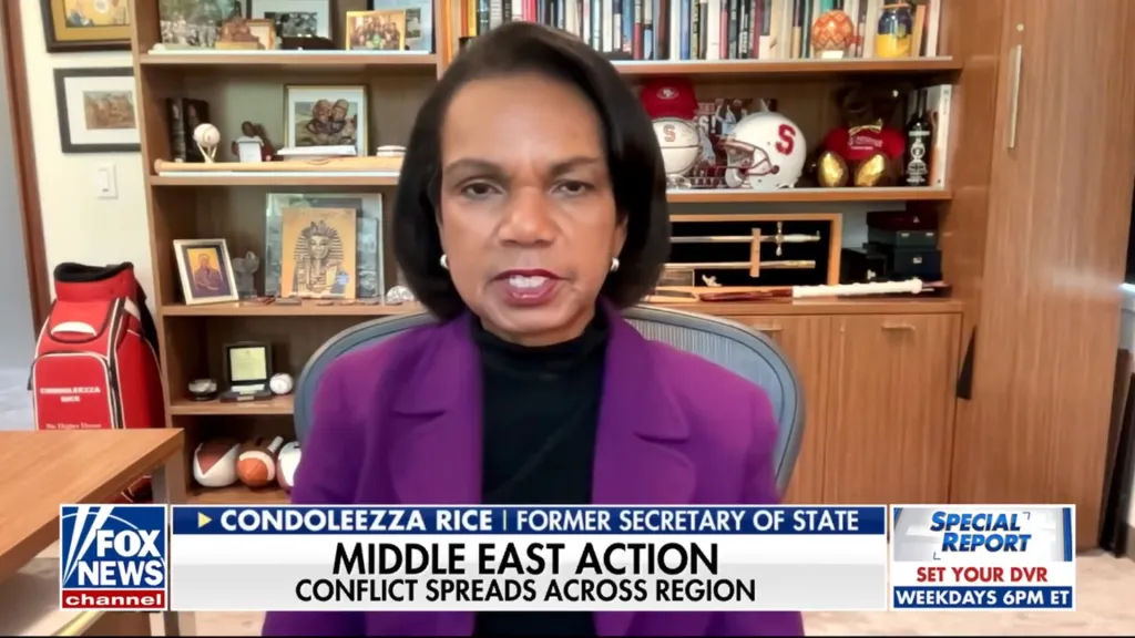 Former Secretary of State Condoleezza Rice speaks on Fox News.