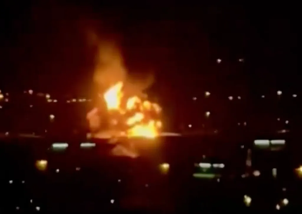 A drone strike caused a large fuel tank fire near Dubai Airport.