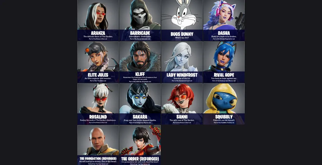 Full Fortnite Chapter 7 Season 2 Skins List