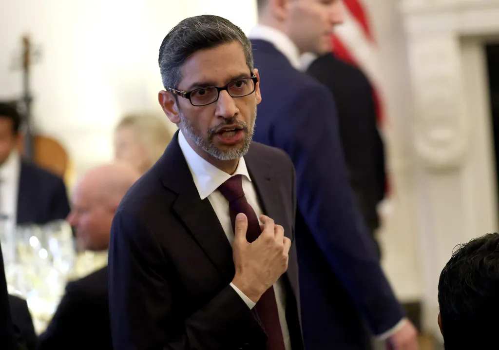 Google CEO Sundar Pichai attends a White House event.