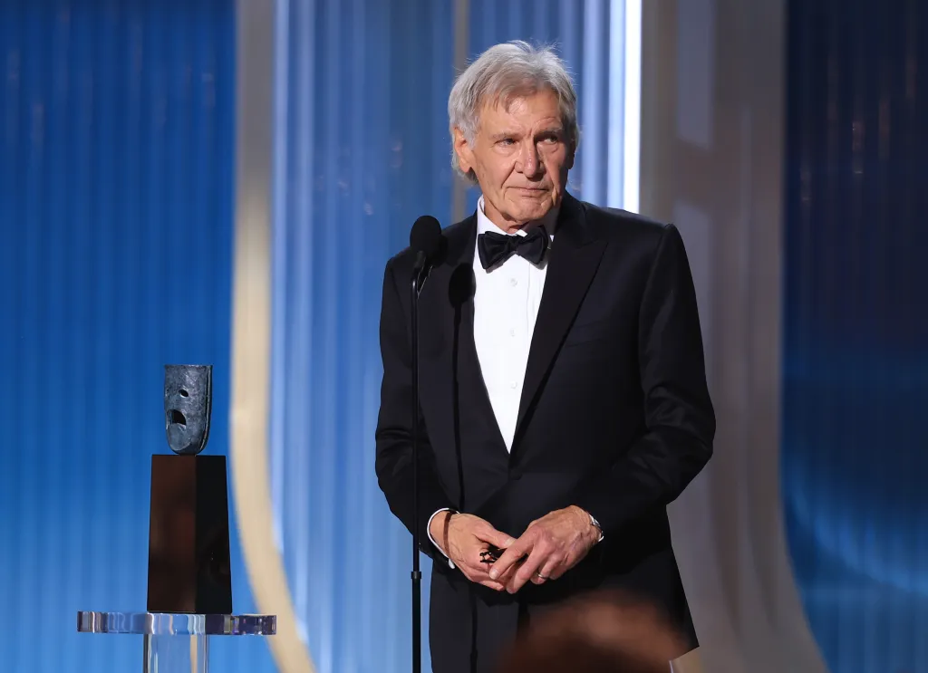 Harrison Ford accepts the Screen Actors Guild Life Achievement Award.