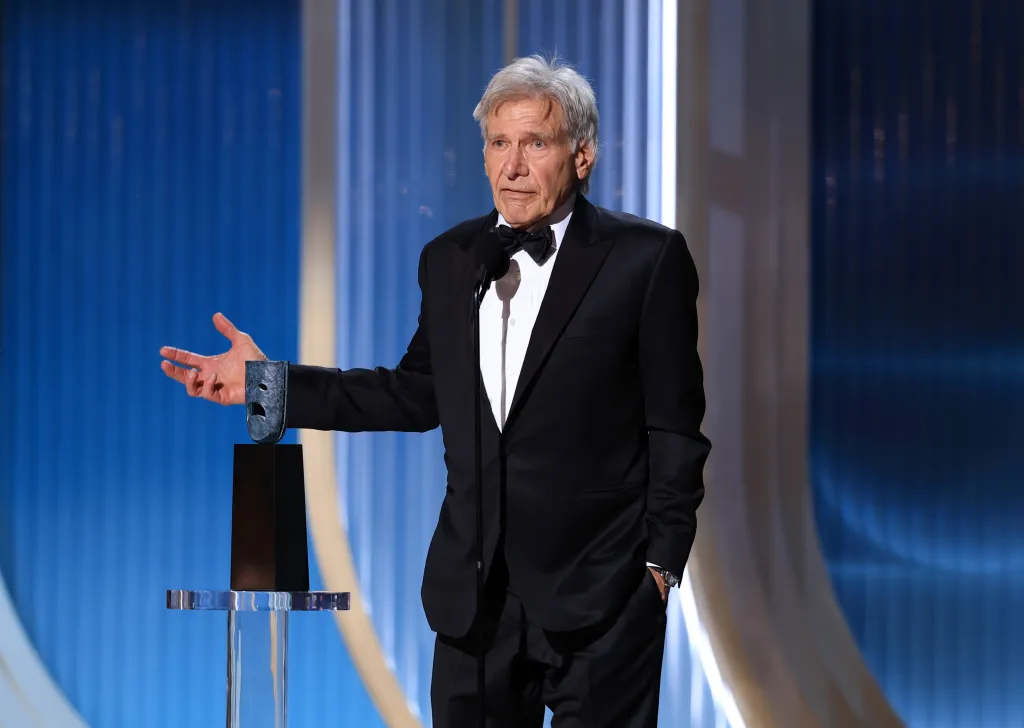 Harrison Ford accepts the Screen Actors Guild Life Achievement Award.