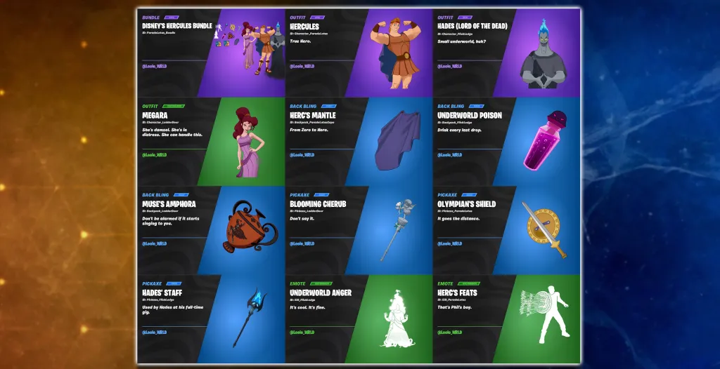 Hercules Fortnite Bundle Cosmetic Items