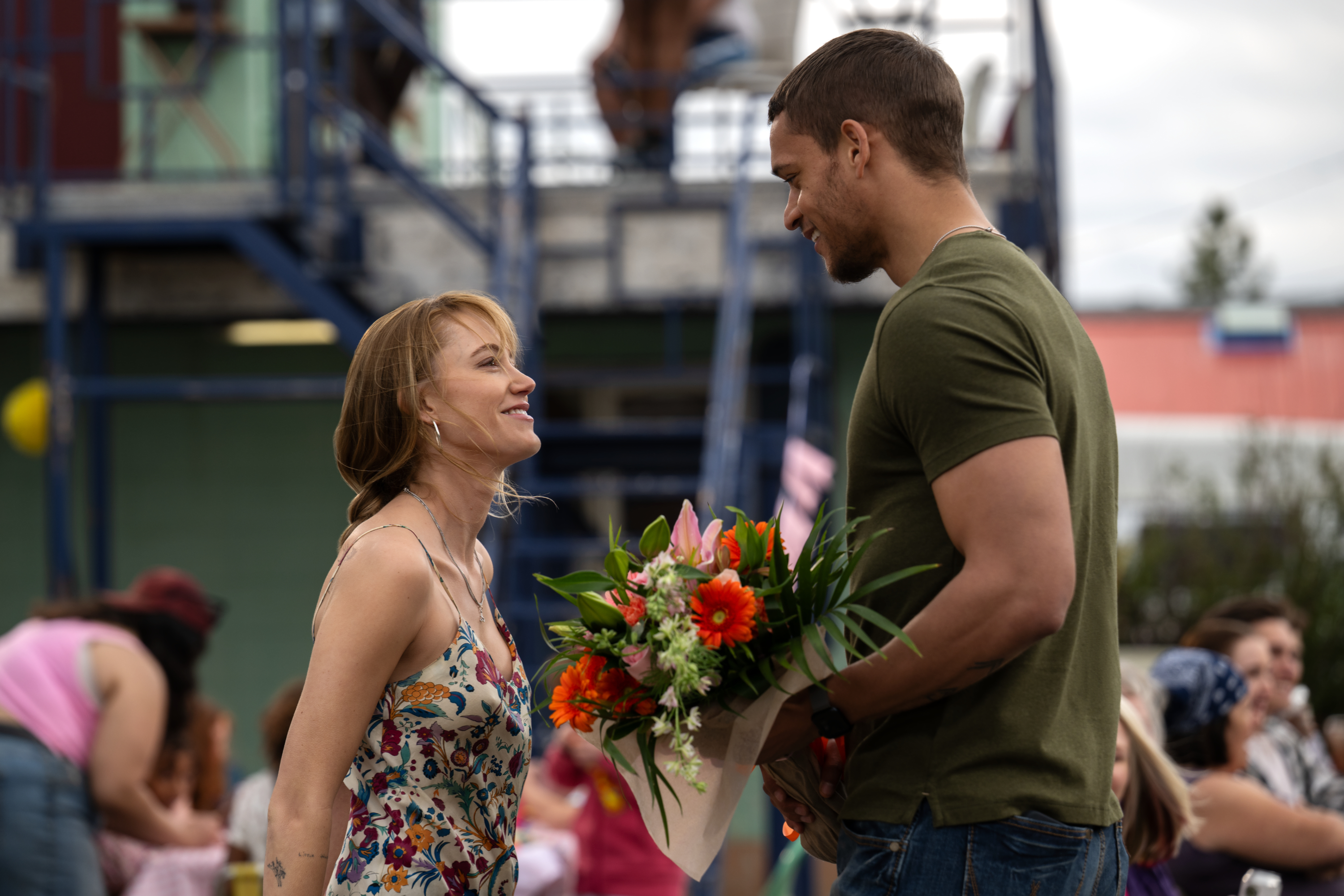 Maika Monroe and Tyriq Withers in a scene from 