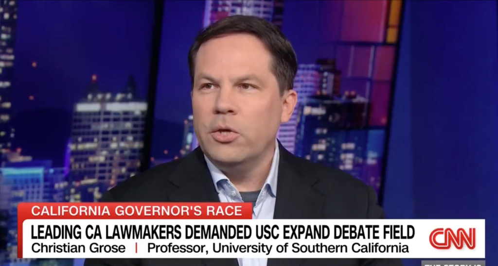 Christian Grose on CNN discussing the California Governor's Race.