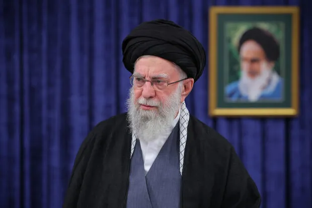 Iran's Supreme Leader Ali Khamenei addressing the public.