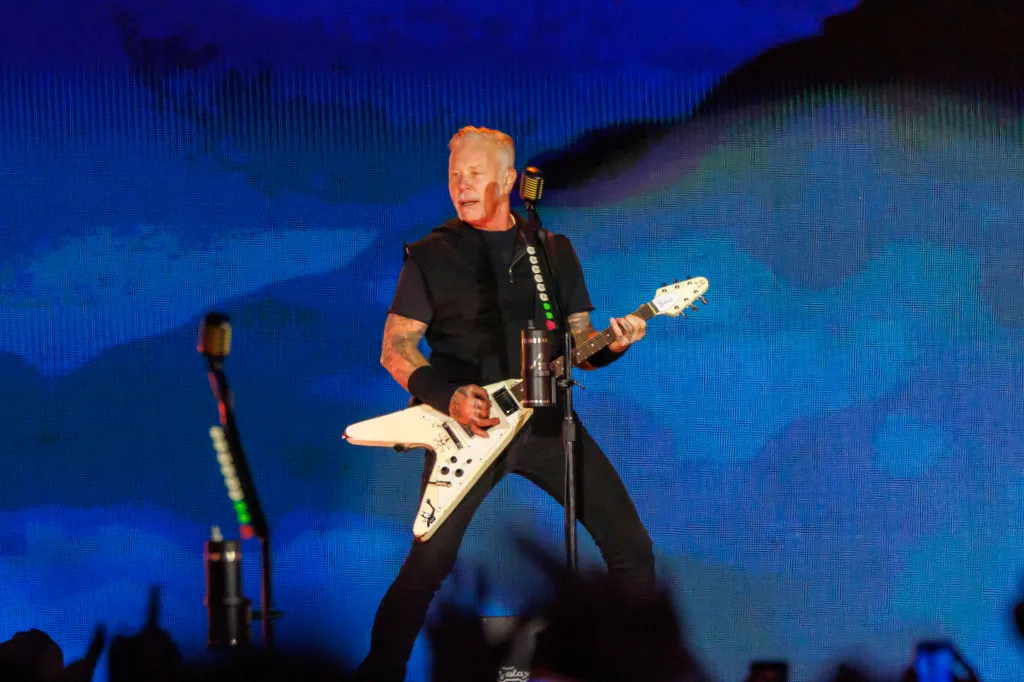 James Hetfield of Metallica performing at Eden Park.