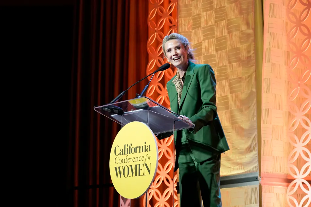 Jennifer Siebel Newsom speaking at the California Conference for Women.