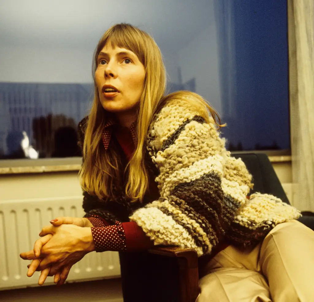 Joni Mitchell during an interview in Amsterdam, Netherlands.