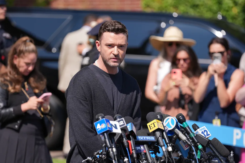 Justin Timberlake at a press conference following a DWI hearing.