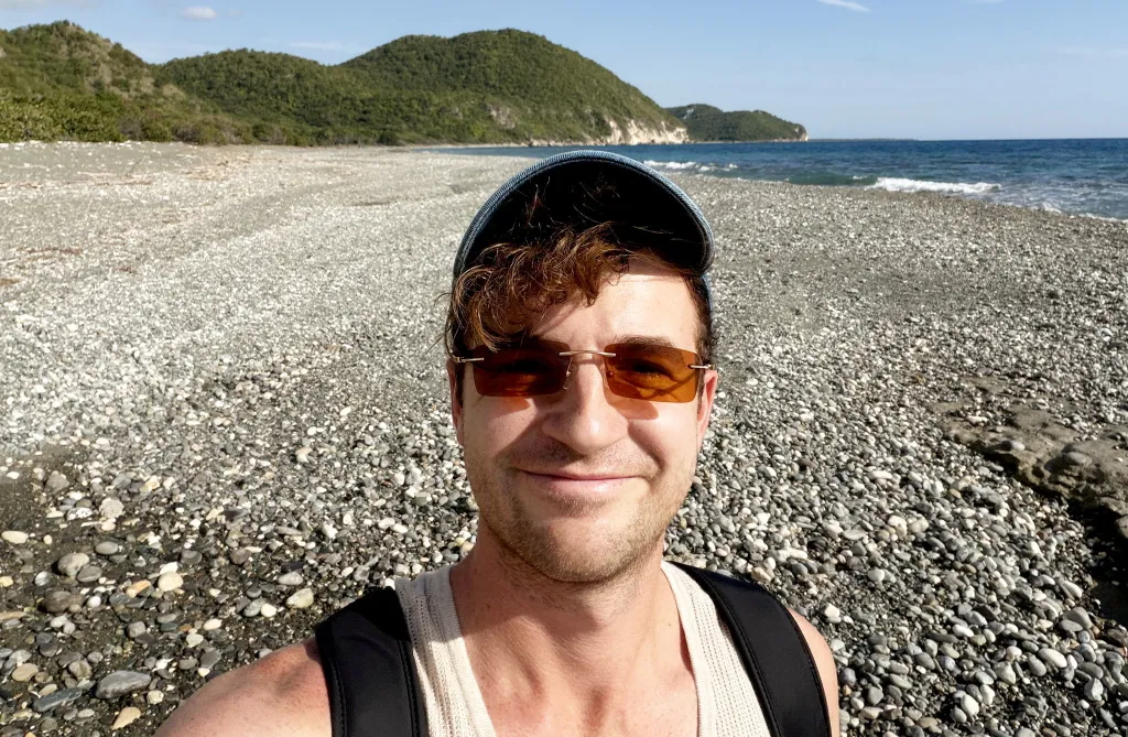 Droniak grabbed jerk chicken before spending the rest of the afternoon by the water at Bob Marley Beach. (