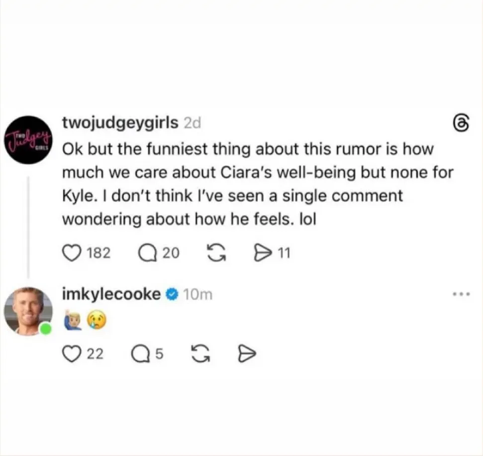 Kyle Cooke's social media reaction to a post about a rumor.