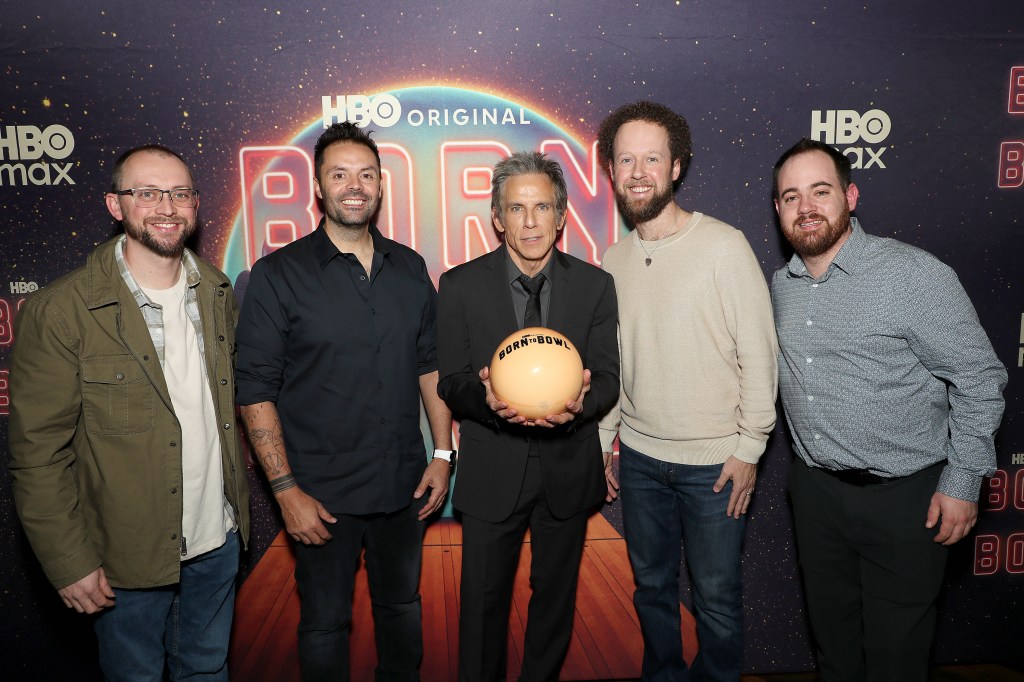 EJ Tackett, Jason Belmonte, Ben Stiller, Kyle Troup, and Anthony Simonsen at the premiere of
