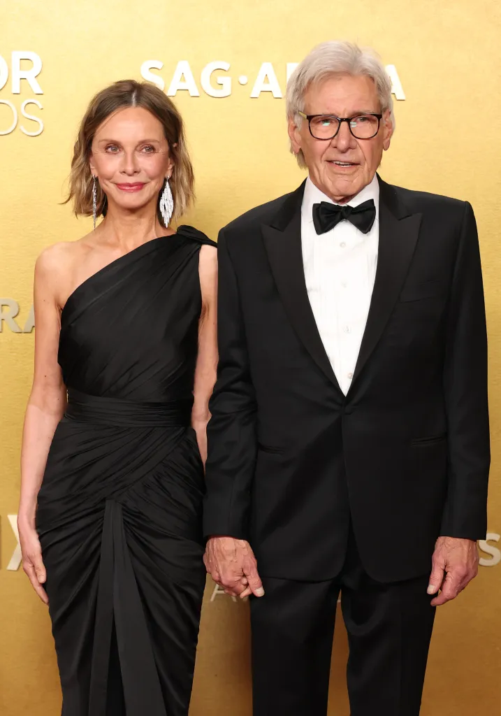 Calista Flockhart and Harrison Ford attending the 32nd Annual Actor Awards.