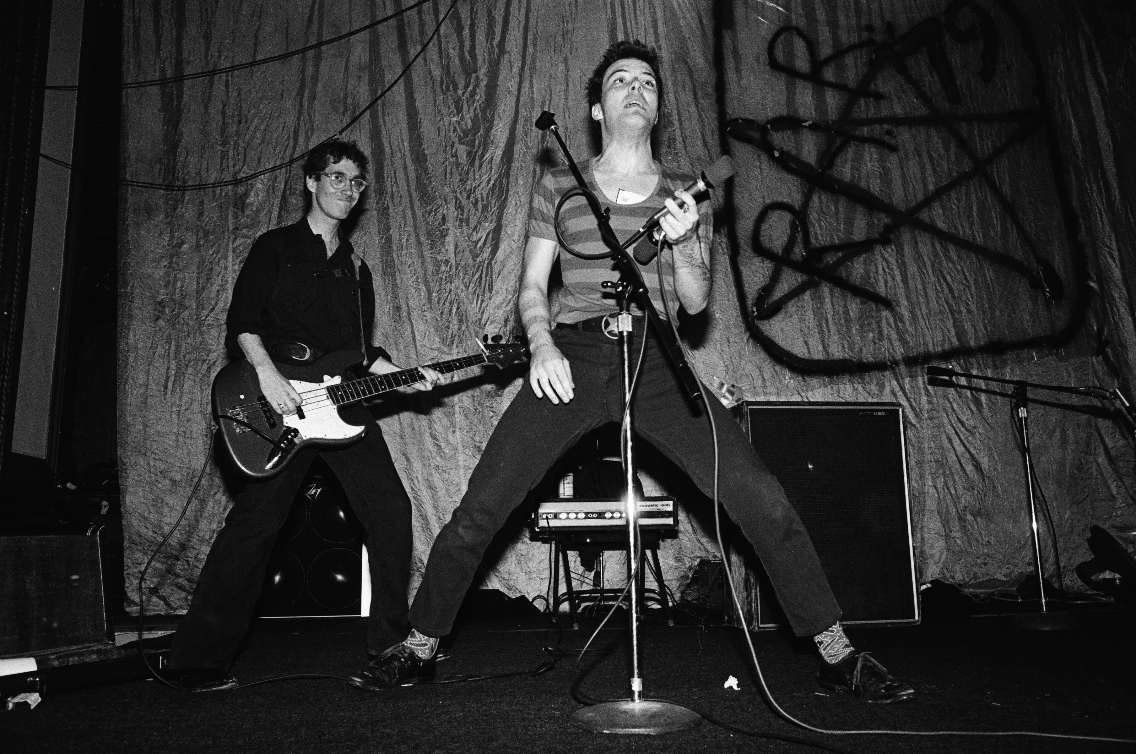 Klaus Fluoride and Jello Biafra of The Dead Kennedys performing live.