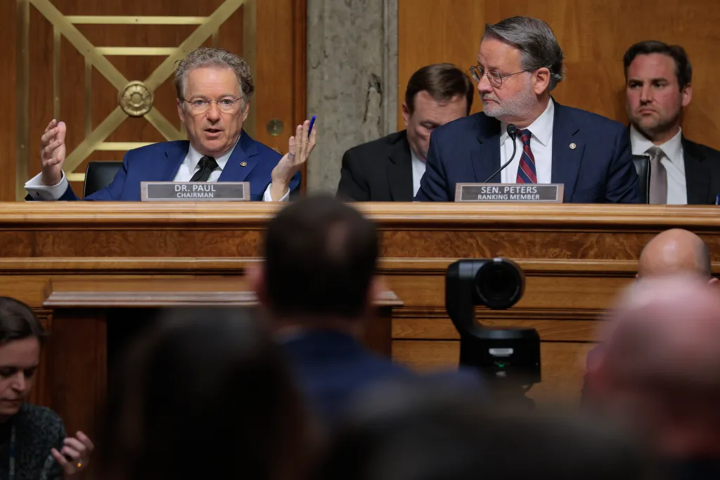 Dr. Rand Paul speaking at a Senate Homeland Security and Governmental Affairs Committee confirmation hearing.