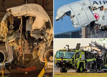 Shocking close-up images show devastating destruction to Air Canada plane after deadly LaGuardia crash