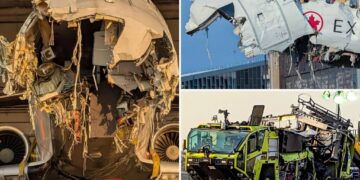 Shocking close-up images show devastating destruction to Air Canada plane after deadly LaGuardia crash