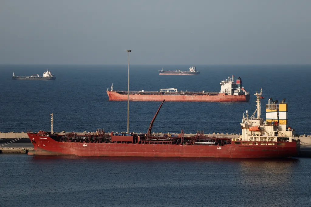 The Luojiashan tanker is anchored in Muscat.