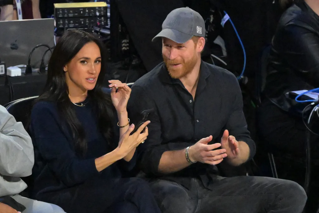 Meghan Markle and Prince Harry watching the 75th NBA All-Star Game.