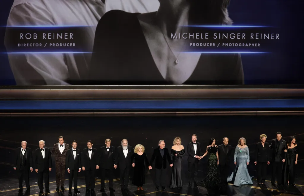 Actors from The Princess Bride and When Harry Met Sally pay tribute to Rob Reiner and Michele Singer Reiner at the Academy Awards.