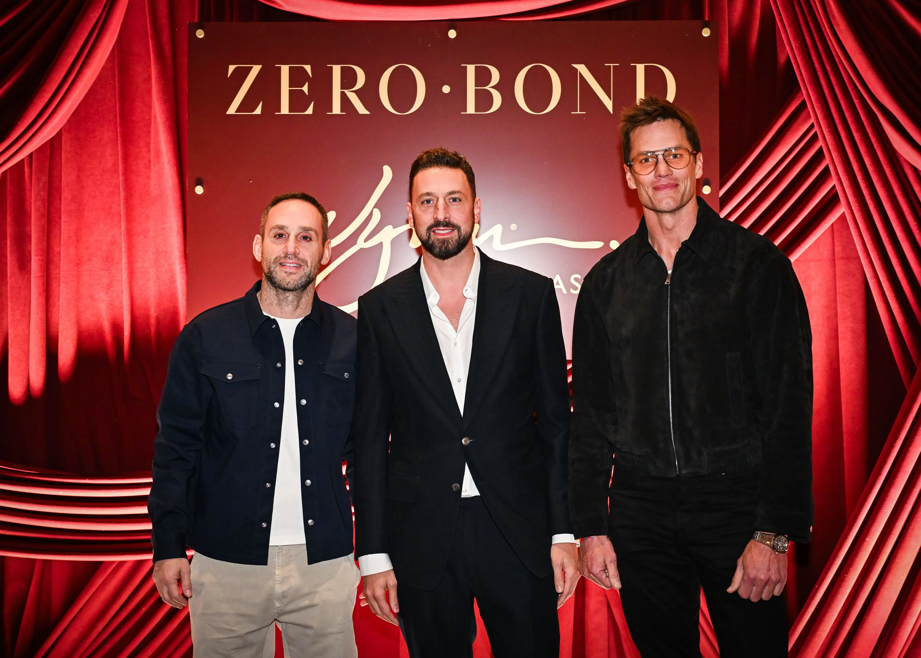 Tom Brady with Michael Rubin and Will Makris at the Zero Bond preview weekend.